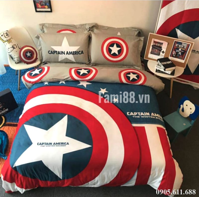 Chăn ga gối Captain America